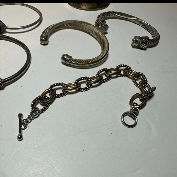 Lot Of 7 Silver Tone Metal Fashion Bracelets - Picture 2 of 6